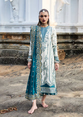 3-PC Unstitched Embroidered Luxury Lawn By Hussain Rehar | Veil